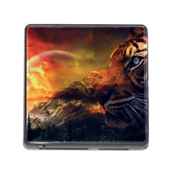 Tiger King In A Fantastic Landscape From Fonebook Memory Card Reader (square 5 Slot) by 2853937