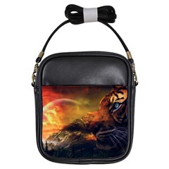 Tiger King In A Fantastic Landscape From Fonebook Girls Sling Bag