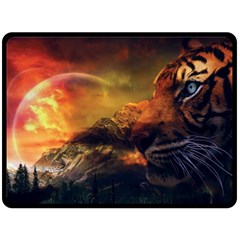 Tiger King In A Fantastic Landscape From Fonebook Fleece Blanket (large)  by 2853937