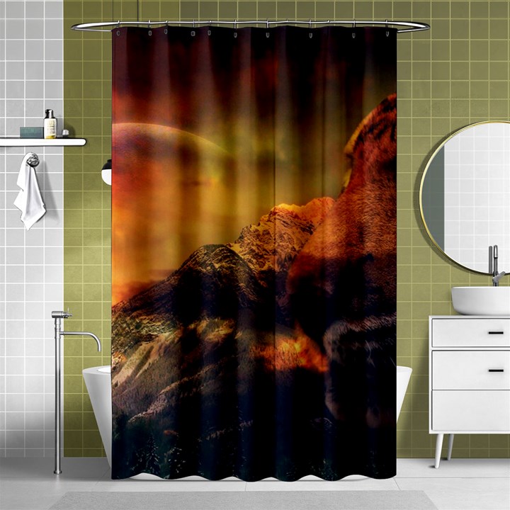 Tiger King In A Fantastic Landscape From Fonebook Shower Curtain 48  x 72  (Small) 