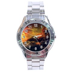 Tiger King In A Fantastic Landscape From Fonebook Stainless Steel Analogue Watch by 2853937