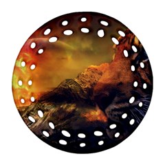 Tiger King In A Fantastic Landscape From Fonebook Ornament (Round Filigree)