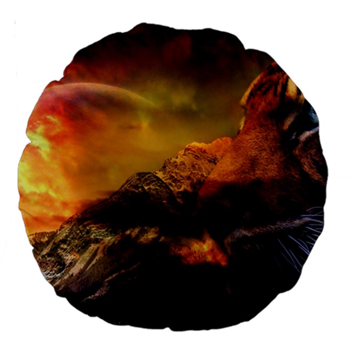 Tiger King In A Fantastic Landscape From Fonebook Large 18  Premium Round Cushions