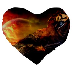 Tiger King In A Fantastic Landscape From Fonebook Large 19  Premium Heart Shape Cushions by 2853937