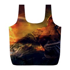 Tiger King In A Fantastic Landscape From Fonebook Full Print Recycle Bag (l) by 2853937