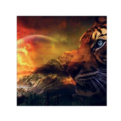 Tiger King In A Fantastic Landscape From Fonebook Small Satin Scarf (square) by 2853937