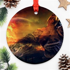 Tiger King In A Fantastic Landscape From Fonebook Ornament (round) by 2853937