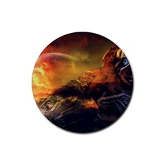 Tiger King In A Fantastic Landscape From Fonebook Rubber Coaster (round)  by 2853937