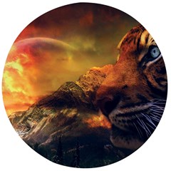 Tiger King In A Fantastic Landscape From Fonebook Wooden Bottle Opener (Round)