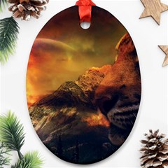 Tiger King In A Fantastic Landscape From Fonebook Oval Ornament (two Sides) by 2853937