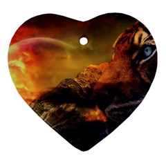 Tiger King In A Fantastic Landscape From Fonebook Heart Ornament (two Sides) by 2853937