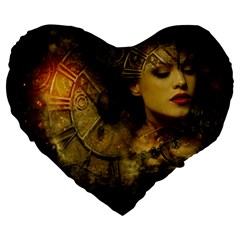 Surreal Steampunk Queen From Fonebook Large 19  Premium Flano Heart Shape Cushions