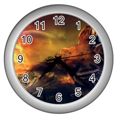 Tiger King In A Fantastic Landscape From Fonebook Wall Clock (silver) by 2853937