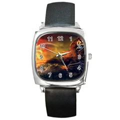 Tiger King In A Fantastic Landscape From Fonebook Square Metal Watch by 2853937