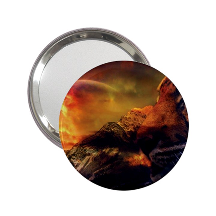 Tiger King In A Fantastic Landscape From Fonebook 2.25  Handbag Mirrors