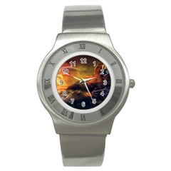 Tiger King In A Fantastic Landscape From Fonebook Stainless Steel Watch by 2853937