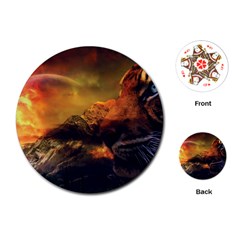 Tiger King In A Fantastic Landscape From Fonebook Playing Cards Single Design (round) by 2853937