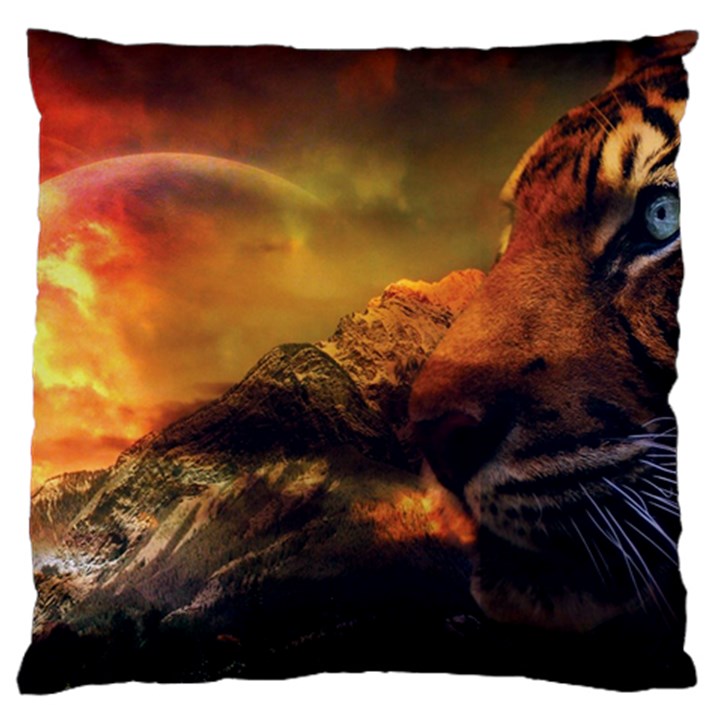 Tiger King In A Fantastic Landscape From Fonebook Large Cushion Case (One Side)