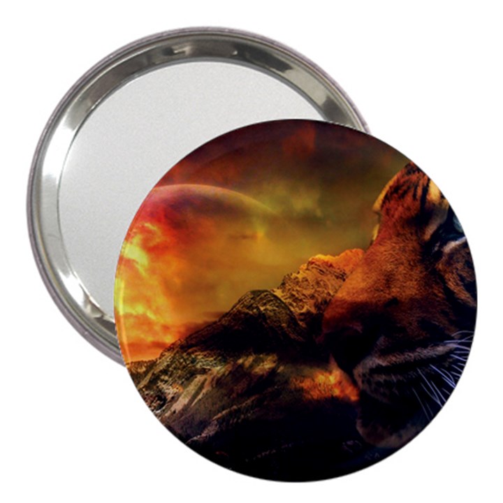 Tiger King In A Fantastic Landscape From Fonebook 3  Handbag Mirrors