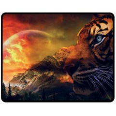 Tiger King In A Fantastic Landscape From Fonebook Fleece Blanket (medium)  by 2853937