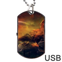 Tiger King In A Fantastic Landscape From Fonebook Dog Tag Usb Flash (two Sides) by 2853937