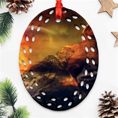 Tiger King In A Fantastic Landscape From Fonebook Oval Filigree Ornament (two Sides) by 2853937