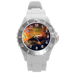 Tiger King In A Fantastic Landscape From Fonebook Round Plastic Sport Watch (l) by 2853937