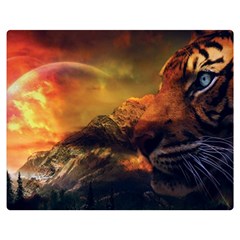 Tiger King In A Fantastic Landscape From Fonebook Double Sided Flano Blanket (medium)  by 2853937