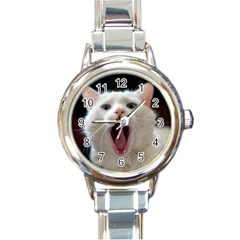 Wow Kitty Cat From Fonebook Round Italian Charm Watch by 2853937