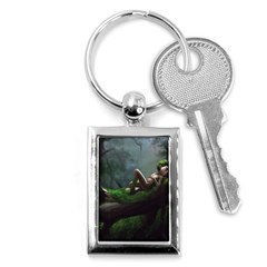 Wooden Child Resting On A Tree From Fonebook Key Chain (rectangle)