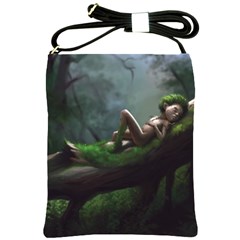 Wooden Child Resting On A Tree From Fonebook Shoulder Sling Bag