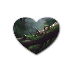 Wooden Child Resting On A Tree From Fonebook Rubber Coaster (heart)  by 2853937