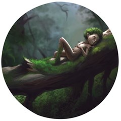 Wooden Child Resting On A Tree From Fonebook Wooden Bottle Opener (round)