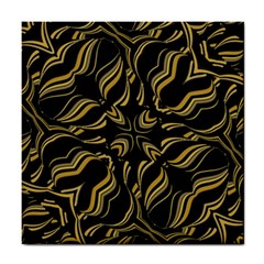 Black And Orange Geometric Design Tile Coaster