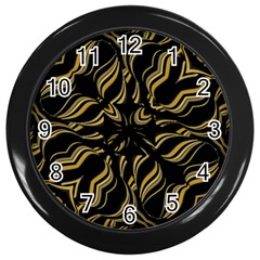 Black And Orange Geometric Design Wall Clock (black) by dflcprintsclothing