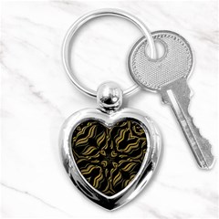 Black And Orange Geometric Design Key Chain (heart) by dflcprintsclothing