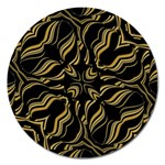 Black And Orange Geometric Design Magnet 5  (Round) Front