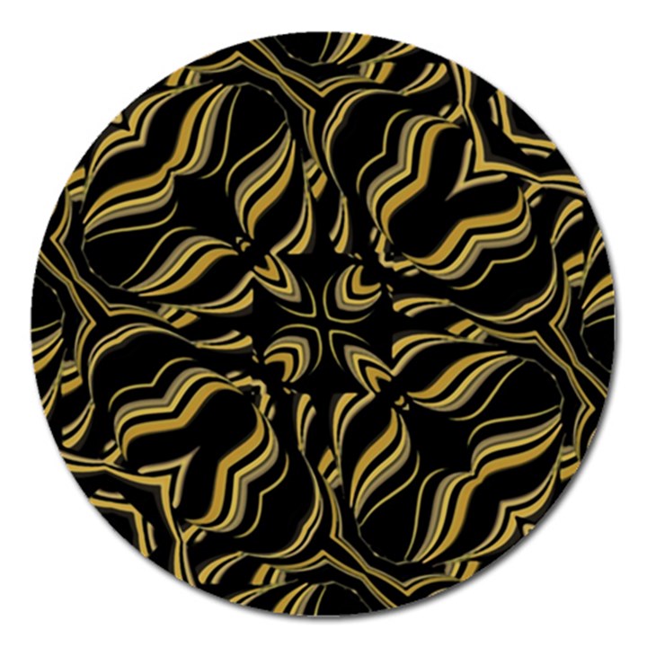 Black And Orange Geometric Design Magnet 5  (Round)