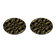 Black And Orange Geometric Design Cufflinks (oval) by dflcprintsclothing