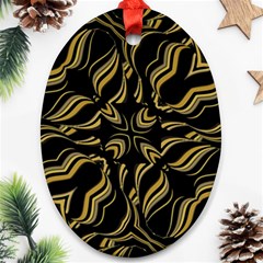 Black And Orange Geometric Design Oval Ornament (two Sides) by dflcprintsclothing