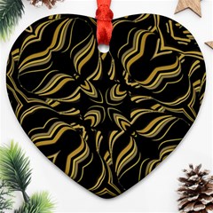 Black And Orange Geometric Design Heart Ornament (two Sides) by dflcprintsclothing