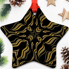 Black And Orange Geometric Design Star Ornament (two Sides)