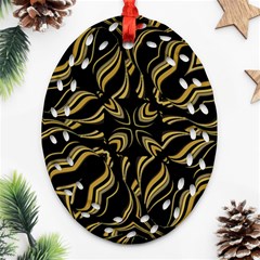 Black And Orange Geometric Design Ornament (oval Filigree)