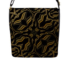 Black And Orange Geometric Design Flap Closure Messenger Bag (l) by dflcprintsclothing