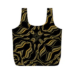 Black And Orange Geometric Design Full Print Recycle Bag (m)