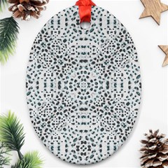 Dots Motif Geometric Print Design Oval Ornament (two Sides)