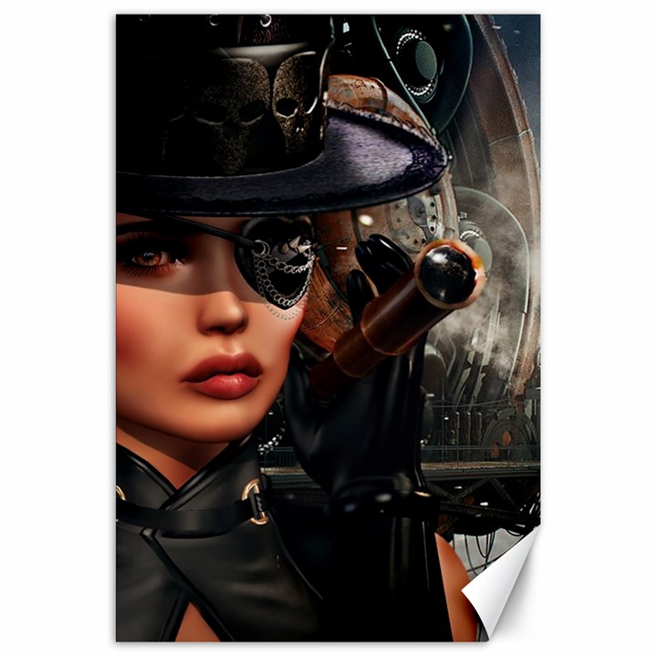 Steampunk Spy Lady Canvas 20  x 30 