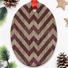 Vintage Grunge Geometric Chevron Pattern Ornament (oval) by dflcprintsclothing