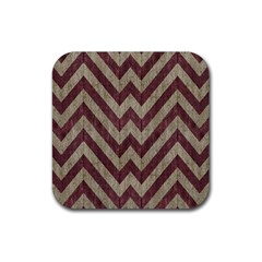 Vintage Grunge Geometric Chevron Pattern Rubber Coaster (square)  by dflcprintsclothing