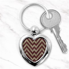 Vintage Grunge Geometric Chevron Pattern Key Chain (heart) by dflcprintsclothing